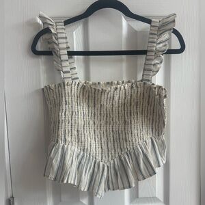 AMERICAN EAGLE Smocked Cropped Ruffle Top Size Medium